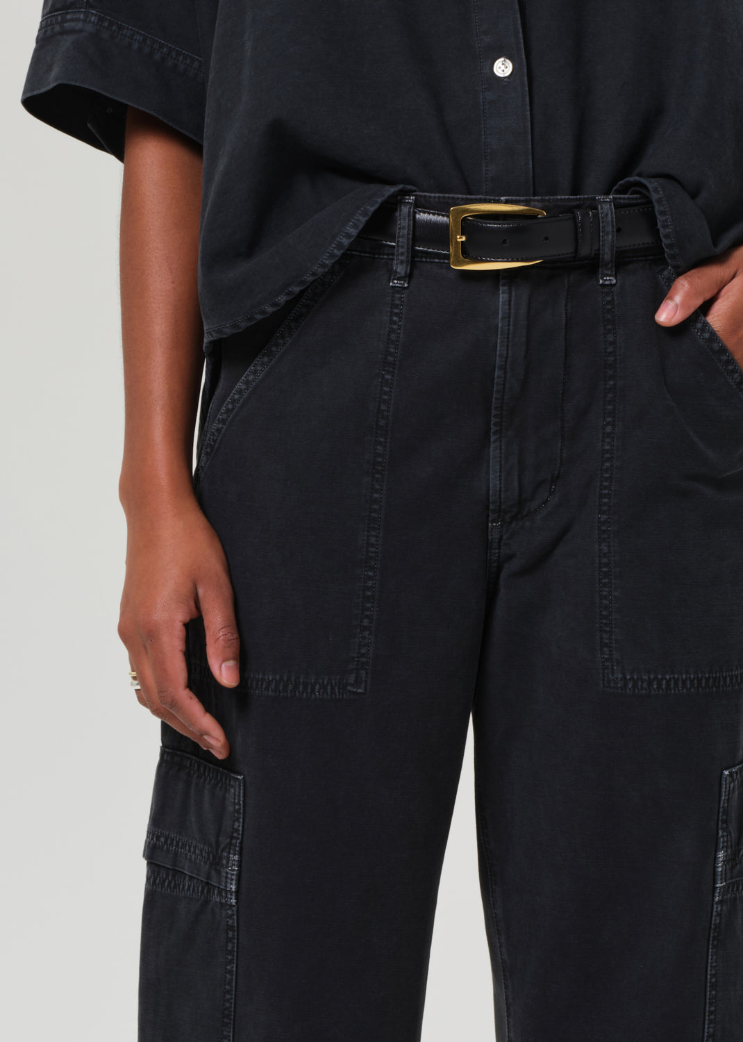 Marcelle Low Slung Easy Cargo in Washed Black