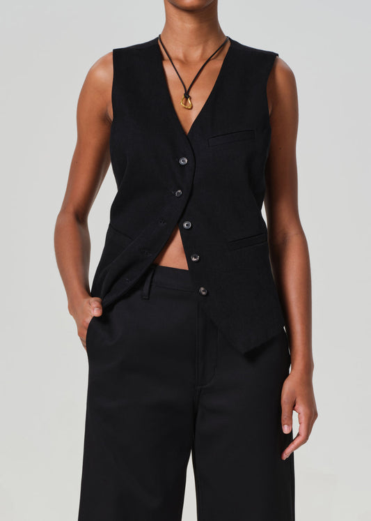 Jasmin Long Vest in Black