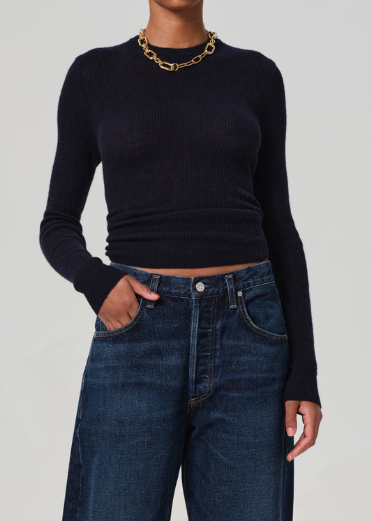 Alessia Crewneck Sweater in Navy