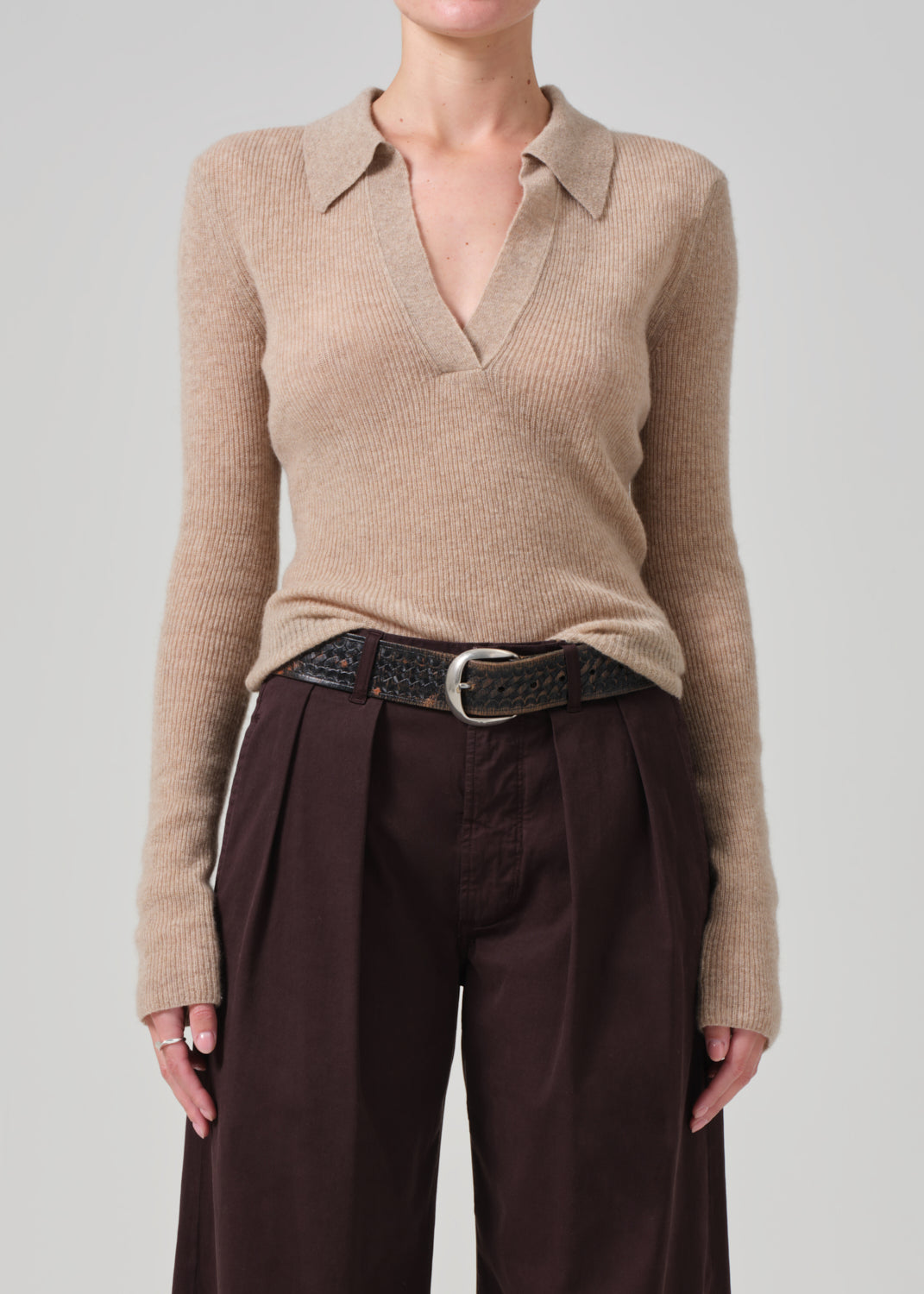 Simone Polo Sweater in Fawn