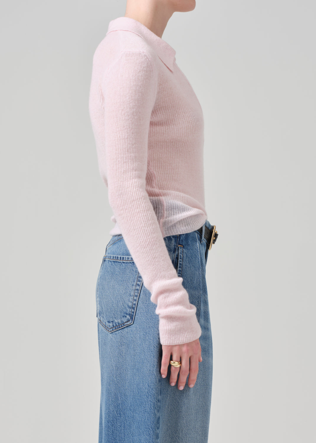 Simone Polo Sweater in Slipper Pink