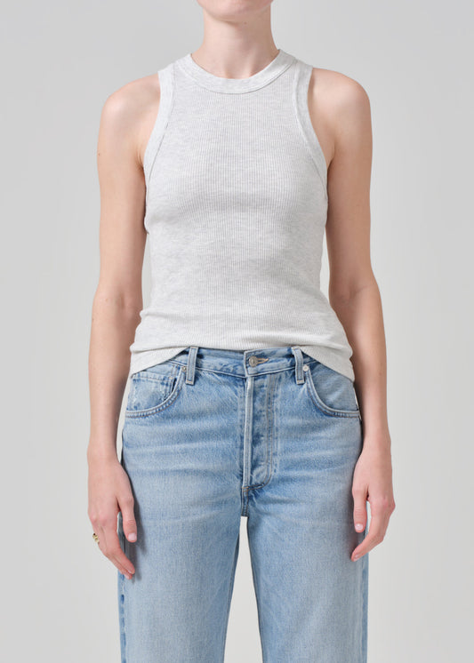 Isabel Rib Tank in Heather Grey