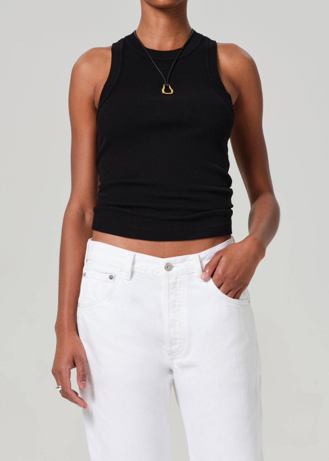 Isabel Rib Tank in Black