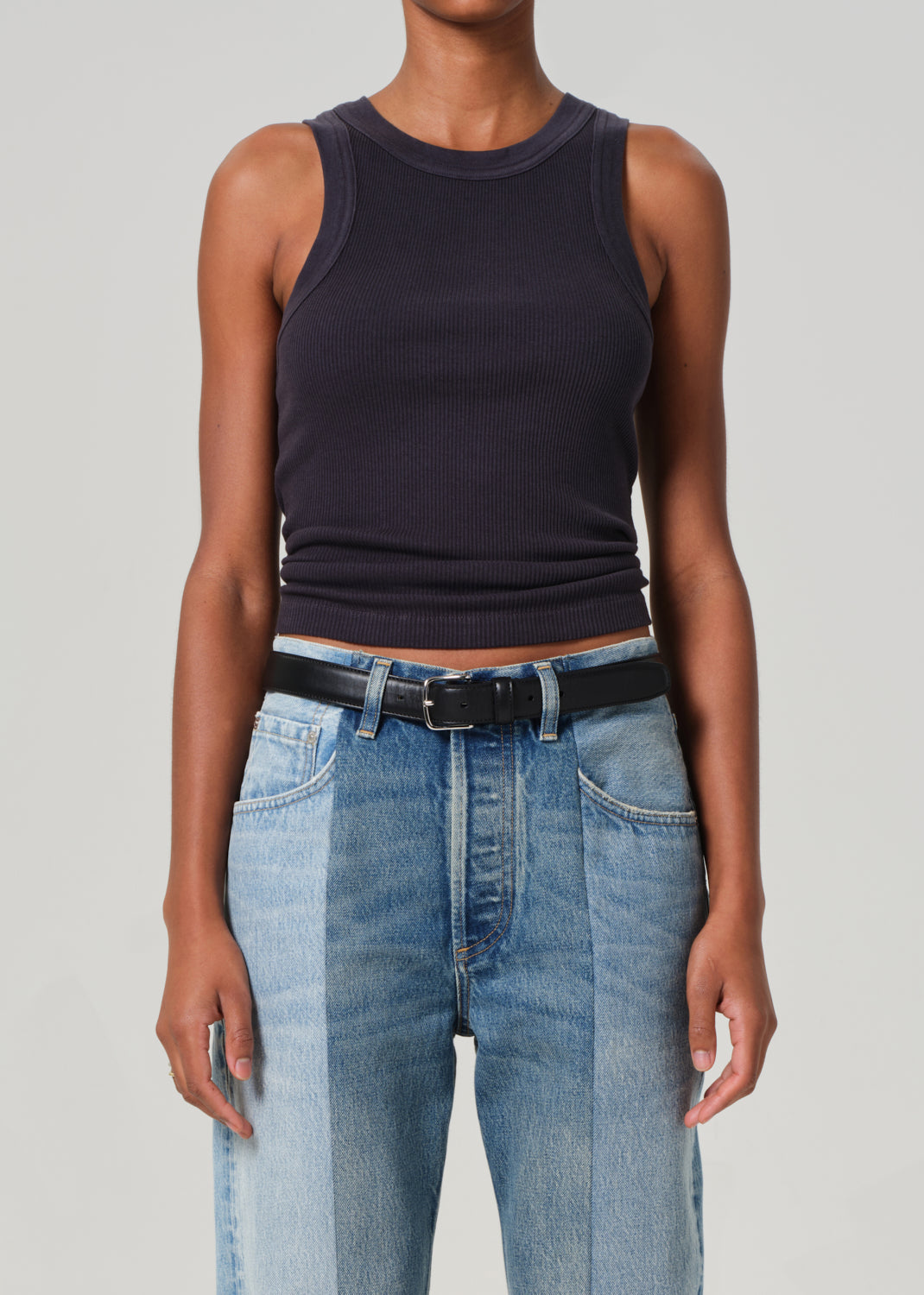 Isabel Rib Tank in Charcoal