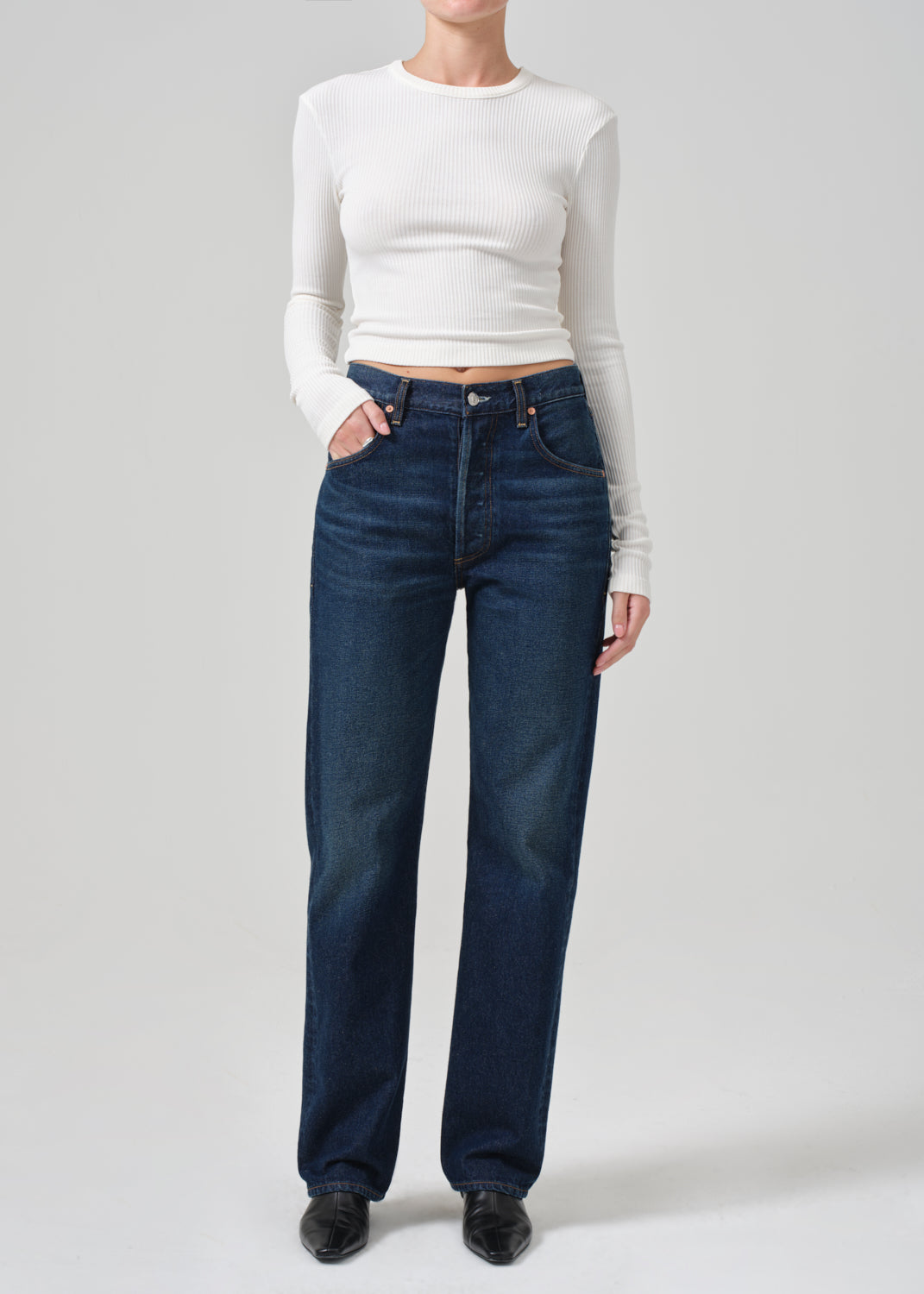 Cropped Faena Crewneck in Pashmina