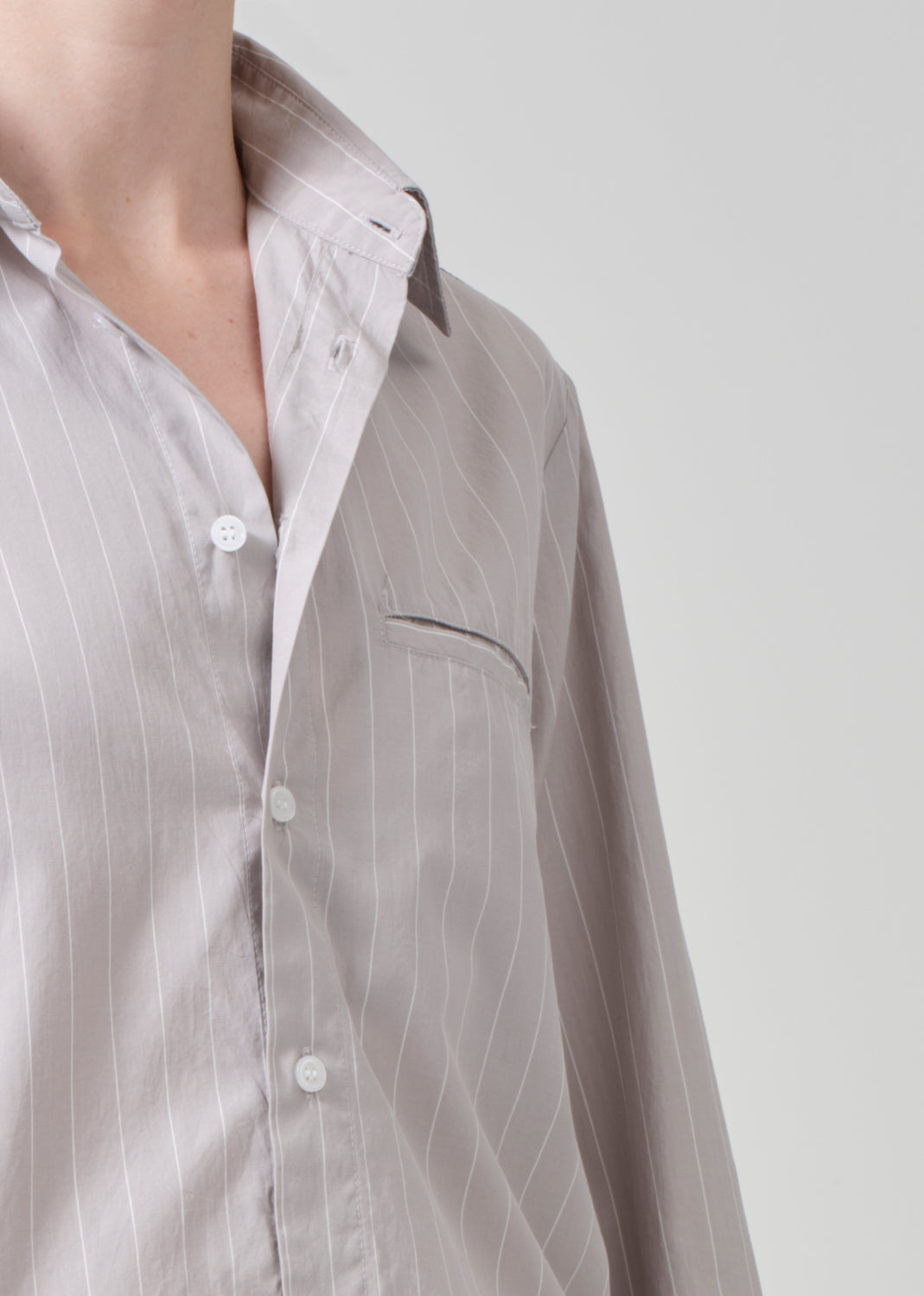 Fino Cropped Shirt in Tailor Grey Stripe