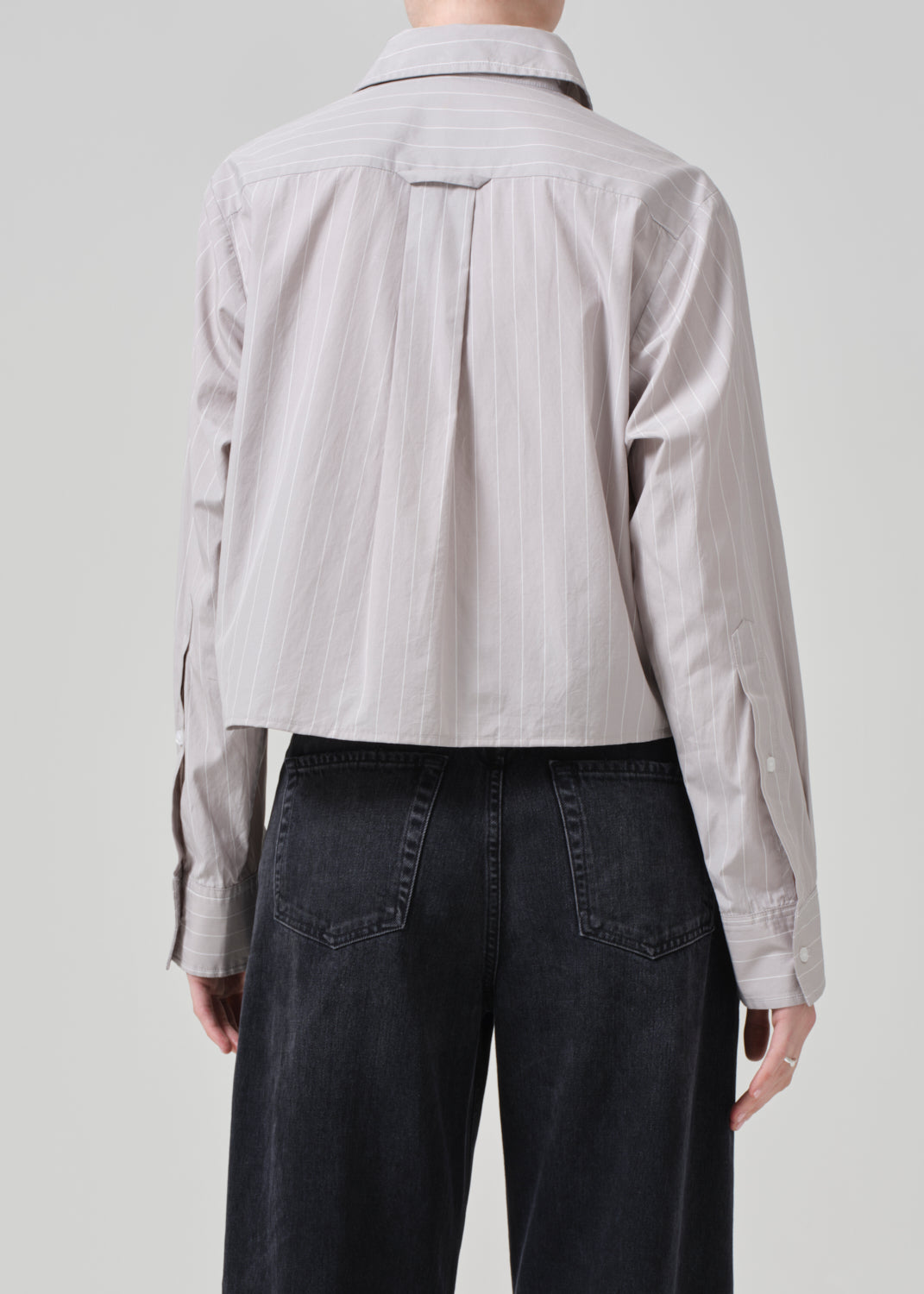 Fino Cropped Shirt in Tailor Grey Stripe