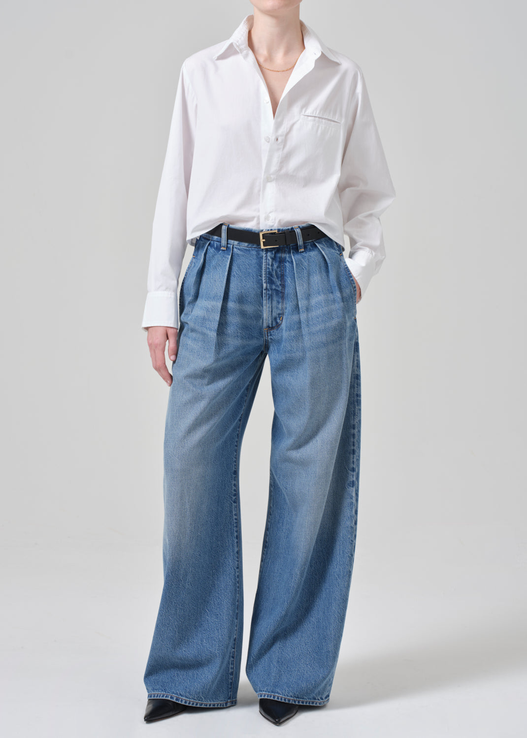 Fino Cropped Shirt in Optic White