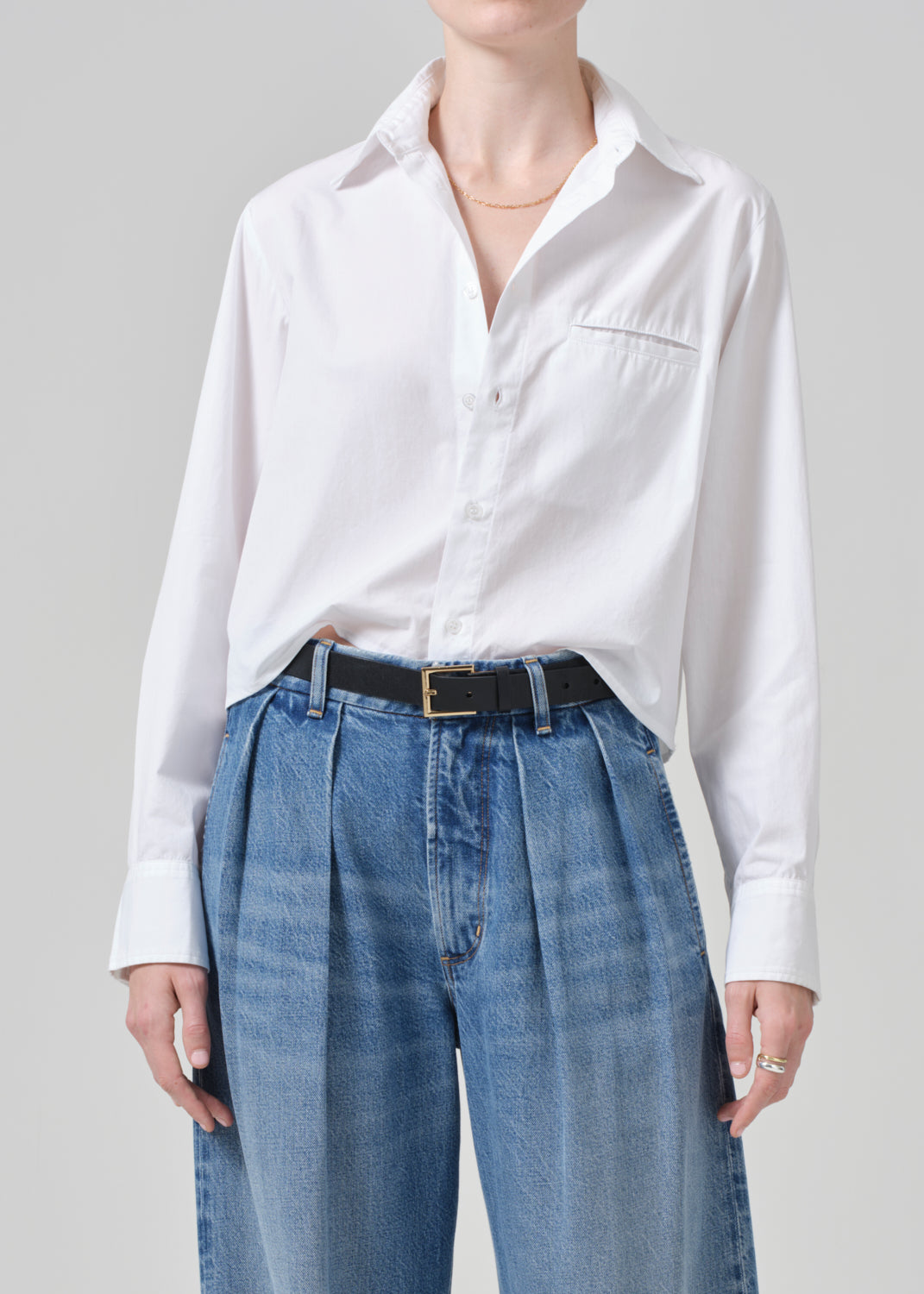 Fino Cropped Shirt in Optic White