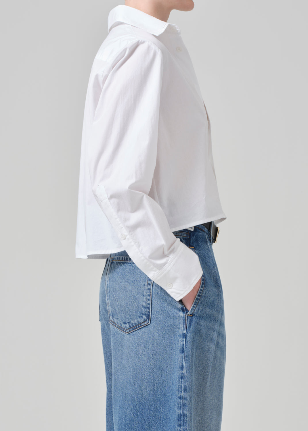 Fino Cropped Shirt in Optic White