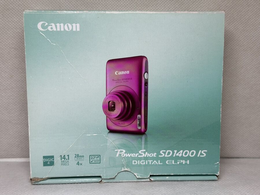 Canon PowerShot SD 1400 IS Digital ELPH Camera Pink w Box Charger TESTED