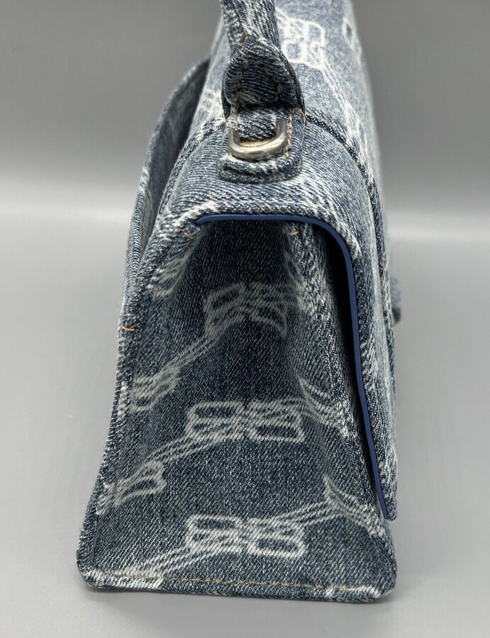 Authentic BALENCIAGA Small Hourglass Denim Hand & Shoulder Bag w/ Dust Bag