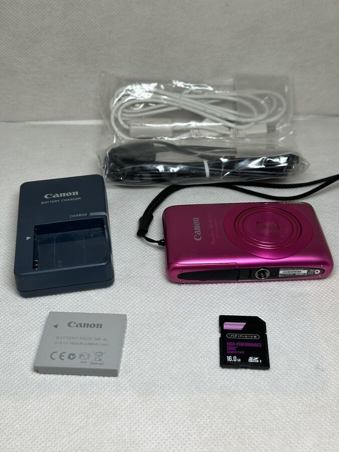 Canon PowerShot SD 1400 IS Digital ELPH Camera Pink w Box Charger TESTED