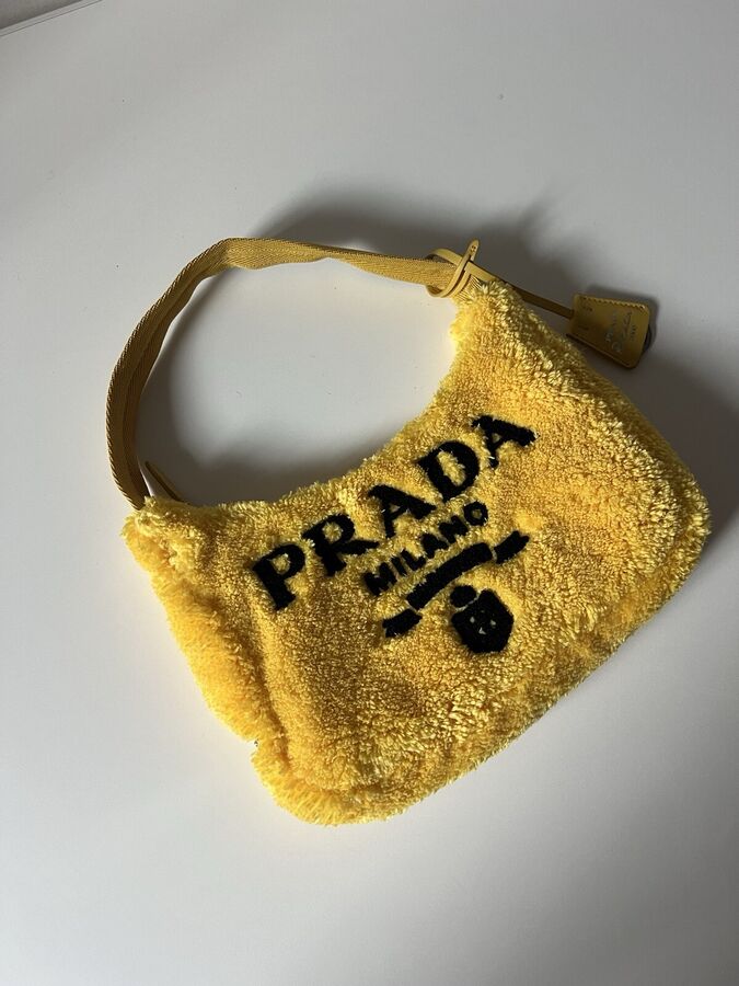 Authentic Prada Yellow Terry Cloth Re-Edition 2000 Mini Bag