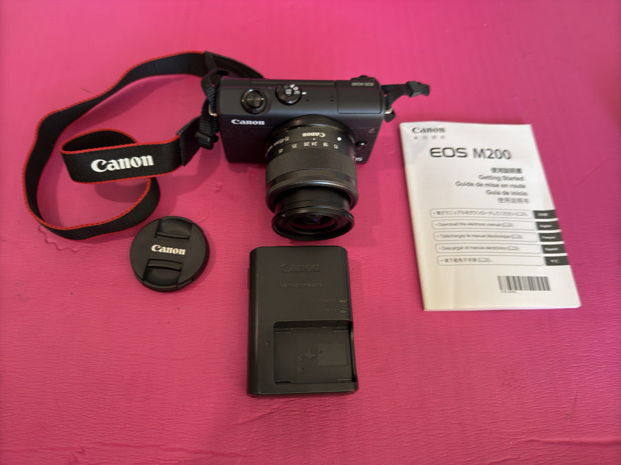 Canon EOS M200 Compact Mirrorless 4K Digital Camera w/EF-M 15-45mm Lens - Black