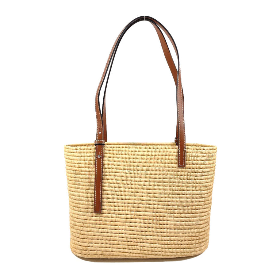 Authentic LOEWE Tote Bag A223099X02 Square Basket Bag Small Raffia/Leather Beige/Brown