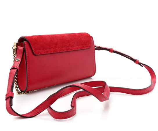 Authentic Chloé Suede Leather Mini Faye Crossbody Bag Tulip Red