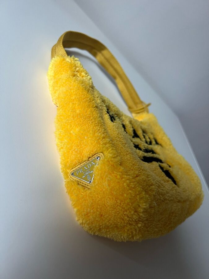 Authentic Prada Yellow Terry Cloth Re-Edition 2000 Mini Bag