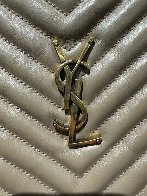 Authentic NEW SAINT LAURENT Lou Beige/Gold Leather Camera Bag