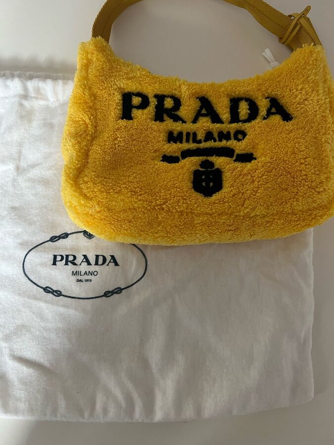 Authentic Prada Yellow Terry Cloth Re-Edition 2000 Mini Bag