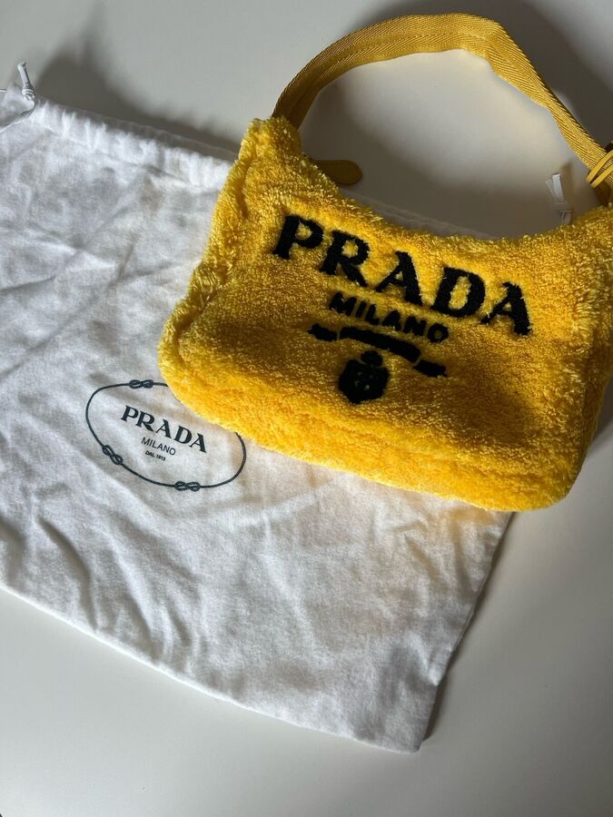 Authentic Prada Yellow Terry Cloth Re-Edition 2000 Mini Bag