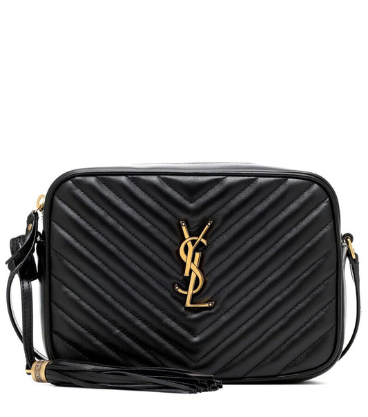 Authentic NEW SAINT LAURENT Lou Black/Gold Leather Camera Bag